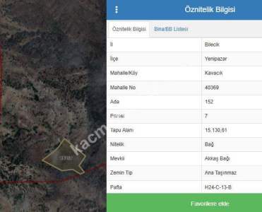 15.130 M2 Bağ Yeri, Uygun Fiyatla Satılık Arazi