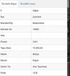 Niğde Çamardı Bademdere Satılık 76.00M2 Elma Bahçesi 2