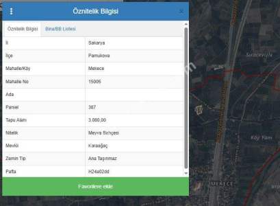 Pamukova Mekece Mah.de 3080 M2 Ayva Bahçesi Satılık. 3