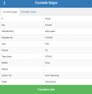 Sivas İmranlı Satılık Arsa 578,63M2 3 Kat Konut İmarlı 1