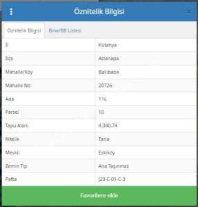 Kütahya Aslanapa Ballıbaba' Da 4340 M2 Satılık Arsa 4