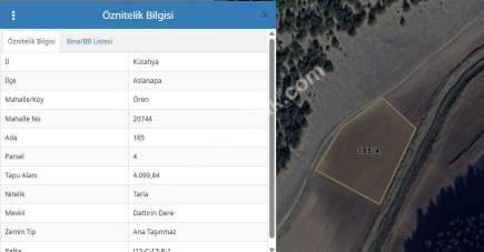 Kütahya Aslanapa Örenköy 4100 M2 Satılık Tarla 18