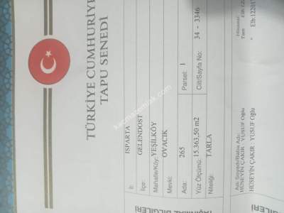 Isparta Gelendost Yeşilköy Satılık Tarla 1