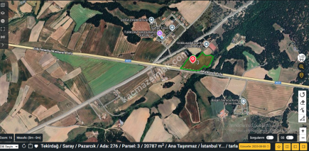 Tekirdağ Saray Pazarcık Mahallesi Yola Sıfır Tarla 1