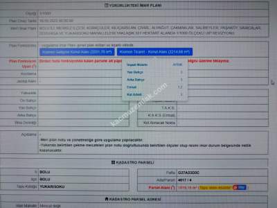 Bolu Yuksarısoku Mah. Satılık 1015² Ticari Arsa 2