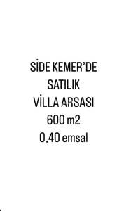 Manavgat Side Kemer'de Satılık 600 M2 Arsa 1