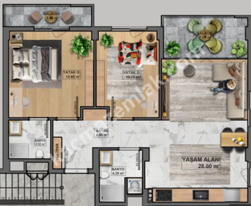 Sivas Satılık Daire Eğriköprü Mah. 2+1 Net 75M2