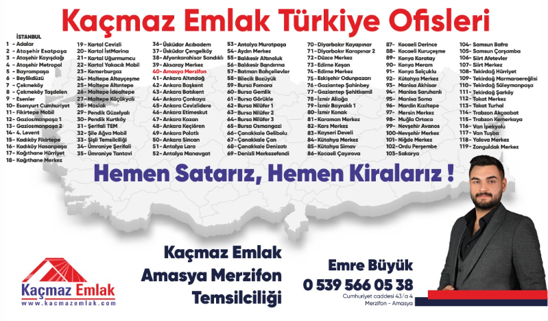 Kaçmaz Emlak Amasya Merzifon Temsilciliği Açıldı