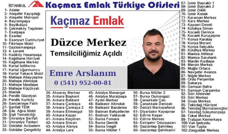 Kaçmaz Emlak Düzce Temsilciliği Açıldı