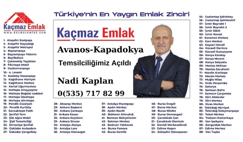 Kaçmaz Emlak Nevşehir Avanos Temsilciliği Açıldı !